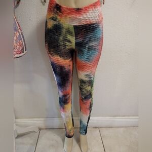 Honey comb tie dye rouched scrunched tik tok leggings